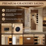 Sauna Infrarrojo Garvee Dni-bSadwSVKdkrQwCC0w para 1-2 Personas 1200W Madera de Hemlock Canadiense Low EMF Puerta de Vid