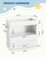 Mesa cambiadora para bebé Garvee HOIHFSO con cajón y repisas de almacenamiento rieles de seguridad blanca de MDF