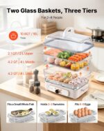 VEVOR Vaporizador eléctrico de alimentos de 10.6 cuartos de galón de vidrio con bandejas de acero inoxidable de 3 nivele