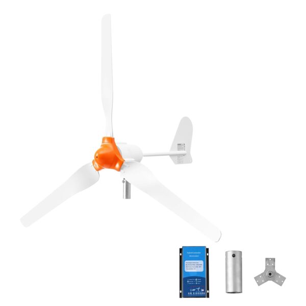 Generador de Turbina Eólica VEVOR FD1500W 1200W 24V 3 Aspas Controlador Híbrido Eólico Solar