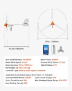 Generador de Turbina Eólica VEVOR FD1500W 1200W 24V 3 Aspas Controlador Híbrido Eólico Solar