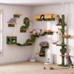 Torre para Gatos Homiflex Cactus MAHfletEQHb de Piso a Techo con Estantes de Pared 16 en 1 Altura Ajustable 86.6 a 104.3