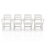 Set de 4 Sillas DWVO MADWVgGL2Z HDPE Resina Blancas con Descansabrazos y Respaldo Curvo