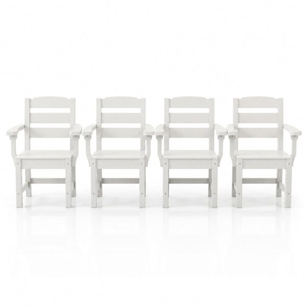 Set de 4 Sillas DWVO MADWVgGL2Z HDPE Resina Blancas con Descansabrazos y Respaldo Curvo