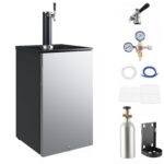 IDEALHOUSE 92L 3.3 Cu. Ft Single Tap Beer Kegerator, Compact Draft Beer Keg Refrigerator Dispenser with Imitation Stainl
