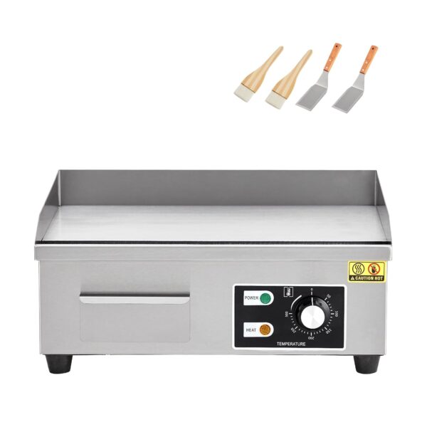 Commercial Electric Griddle, 18inch Countertop Flat Top Griddle with 122~572℉ Adjustable Temperature Control, Stainless