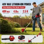 Combo Kit Podadora de Cuerda y Sopladora de Hojas PowerSmart PS76500C 40V 13 pulgadas con Batería 4.0Ah y Cargador