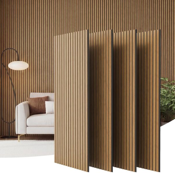 Wood Slatwall Acoustic Wall Panels, 4 Pack 47.2" x 23.6"Cover 31ft², Echo Absorption, Noise Reduction, Easy DIY Install