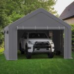 Carport Garvee 13x20 FT Gris Marco de Metal Ventanas de Malla Enrollables Puertas Removibles Modelo YVlXWgU FHE4nvj9 jIP