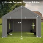 Carport Garvee 13x20 FT Gris Marco de Metal Ventanas de Malla Enrollables Puertas Removibles Modelo YVlXWgU FHE4nvj9 jIP