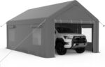 Carport Garvee 13x20 FT Gris Marco de Metal Ventanas de Malla Enrollables Puertas Removibles Modelo YVlXWgU FHE4nvj9 jIP
