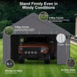 Carport Garvee 13x20 FT Gris Marco de Metal Ventanas de Malla Enrollables Puertas Removibles Modelo YVlXWgU FHE4nvj9 jIP