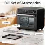 Electactic Air Fryer & Toaster Oven 25 QT, 12-in-1 functions, Air Fry, Broil, Keep Warm, Bake, Defrost, Ouchscreen Contr