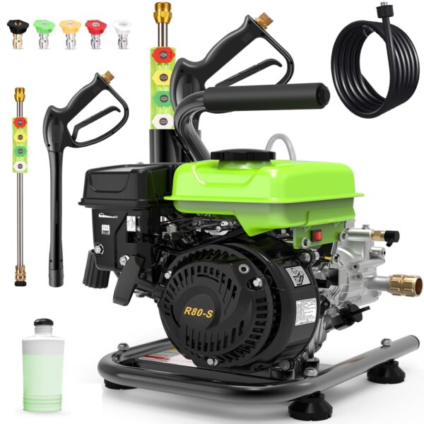 Lavadora a Presión de Gasolina Steupoek YG0038_G1_US 3500PSI 2.4GPM 79.7CC 2.5 HP con 5 Boquillas Manguera de 25 Pies Ve