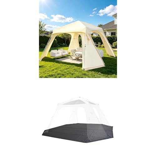 Bundle Gazebo Alvantor 12 Pies x 12 Pies Pop Up con Cubierta Impermeable UPF 50+ y Tarp Alvantor 13 Pies x 13 Pies 10 Mi