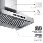 36" Wall Mount Range Hood, 900 CFM Powerful Suction, Gesture Sensing & Touch Control, 4-Speed Fan, Adjustable LED Lights