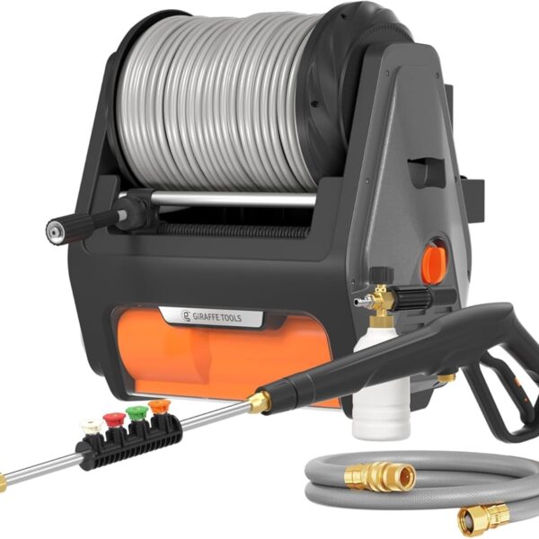 Lavadora a Presión Giraffe Tools HP174-G30 Montada en Pared 2900 PSI 2.2 GPM Manguera Retráctil 100 Pies
