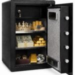 Steel Safe Box, 3.5 Cubic Feet Security Safe with Digital Keypad, Removable Shelf, Alarm System, Protect Cash, Gold, Jew