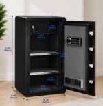 Steel Safe Box, 3.5 Cubic Feet Security Safe with Digital Keypad, Removable Shelf, Alarm System, Protect Cash, Gold, Jew