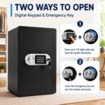 Steel Safe Box, 3.5 Cubic Feet Security Safe with Digital Keypad, Removable Shelf, Alarm System, Protect Cash, Gold, Jew