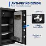 Steel Safe Box, 3.5 Cubic Feet Security Safe with Digital Keypad, Removable Shelf, Alarm System, Protect Cash, Gold, Jew