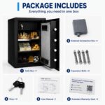 Steel Safe Box, 3.5 Cubic Feet Security Safe with Digital Keypad, Removable Shelf, Alarm System, Protect Cash, Gold, Jew