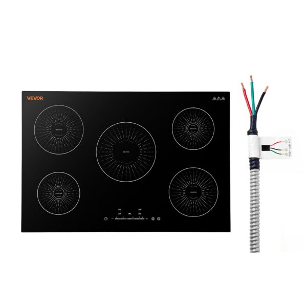 VEVOR Induction Cooktop 30inch 5 Burners Built-in Electric Stove 220V 9200W, Induction Burner for Kitchen, with 9 Power