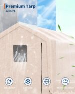 Cobertizo de Almacenamiento Portátil para Exteriores Garvee 10FT x 15FT Marco de Hierro Lona de PE Resistente al Agua Re