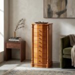Armario Joyero Hives Honey Louis con Cerradura 8 Cajones Espejo Ganchos para Collar y Rollos para Anillos Oak