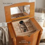 Armario Joyero Hives Honey Louis con Cerradura 8 Cajones Espejo Ganchos para Collar y Rollos para Anillos Oak