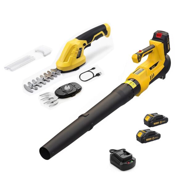 Combo Podadora de Cerca y Sopladora de Hojas Garvee 3 en 1 Inalámbrica 7.2V y 20V con Doble Batería