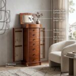 Armario Joyero Hives Honey Noel 9041-056 con Espejo Abatible 7 Cajones y Cerradura Color Walnut