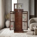 Armario Joyero Hives Honey Noel 9041-056 con Espejo Abatible 7 Cajones y Cerradura Color Walnut