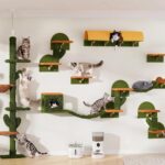 Torre para Gatos Homiflex MAHflejNm6w de Piso a Techo Altura Ajustable 86.6 a 104.3 Pulgadas 17 en 1 Madera de Ingenierí