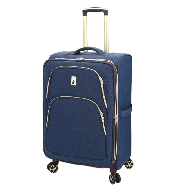 Maleta London Fog Yorkshire 7626 NAV 24 Pulgadas 8 Ruedas Spinner Soft Side Navy Herringbone