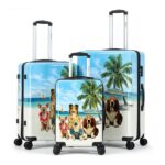 Set de Maletas World Traveler CHD-25147-3 3 Piezas Hardside Expandible Spinner con Cerradura TSA Diseño Cachorros de Pla