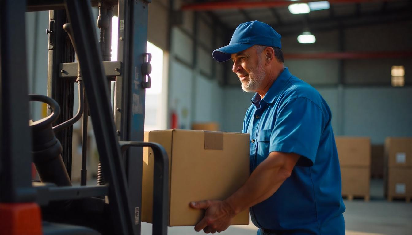 Transportista cargando mercancía en un depósito fiscal. Tema:Depósito Fiscal: La clave para facilitar tus importaciones y exportaciones