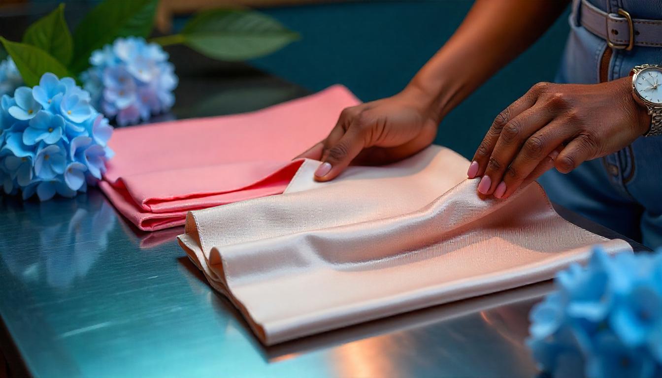 Persona con telas de seda en sus manos. Tema:¿Cómo comprar en Silk & Willow desde México?