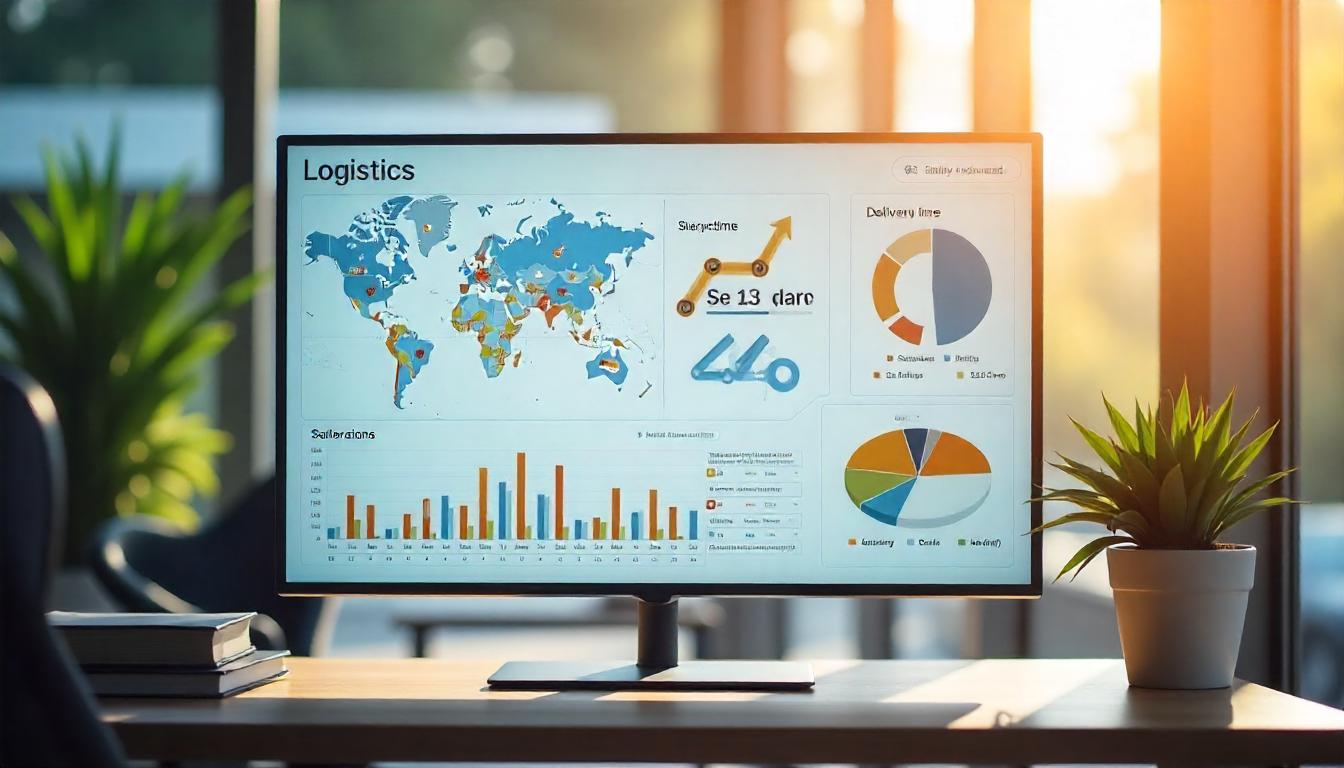 un tablero de control logístico con indicadores en tiempo real. Tema:La importancia de la visibilidad en tiempo real en la cadena de suministro