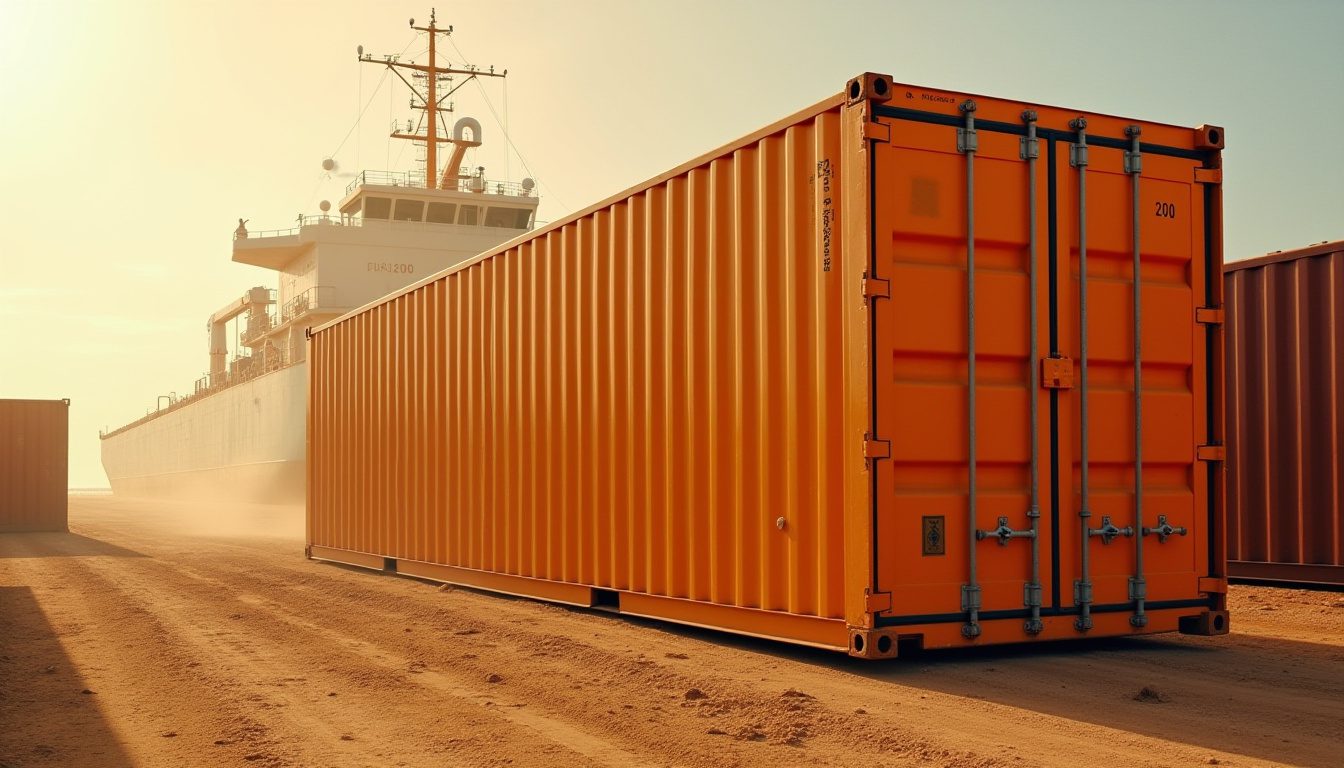 un contenedor de carga llegando a México. Tema:un contenedor de carga llegando a México
